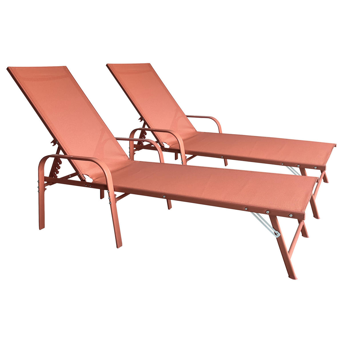 SONNENLIEGEN Sardinia Terracotta 2er-Set - Orange, Kunststoff (60.5/87.5/192.5cm) - Happy Garden