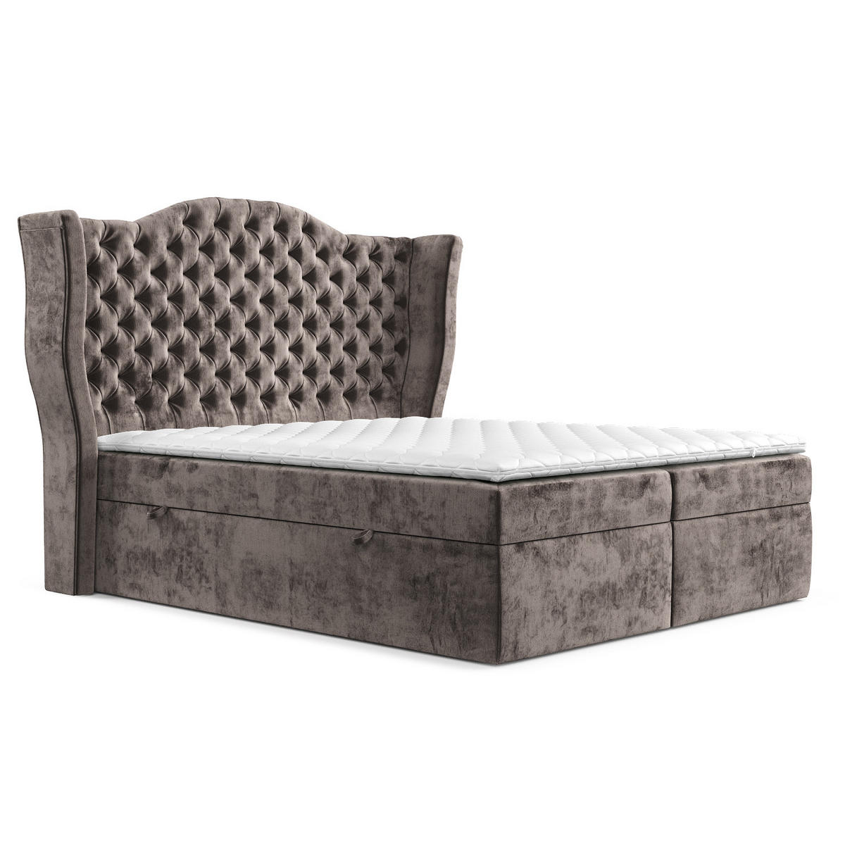 BOXBETT Royal Braun 180/200 cm im Chenille-Stoff - Schwarz/Braun, Holz/Holzwerkstoff (180/200cm) - Maison de Reve