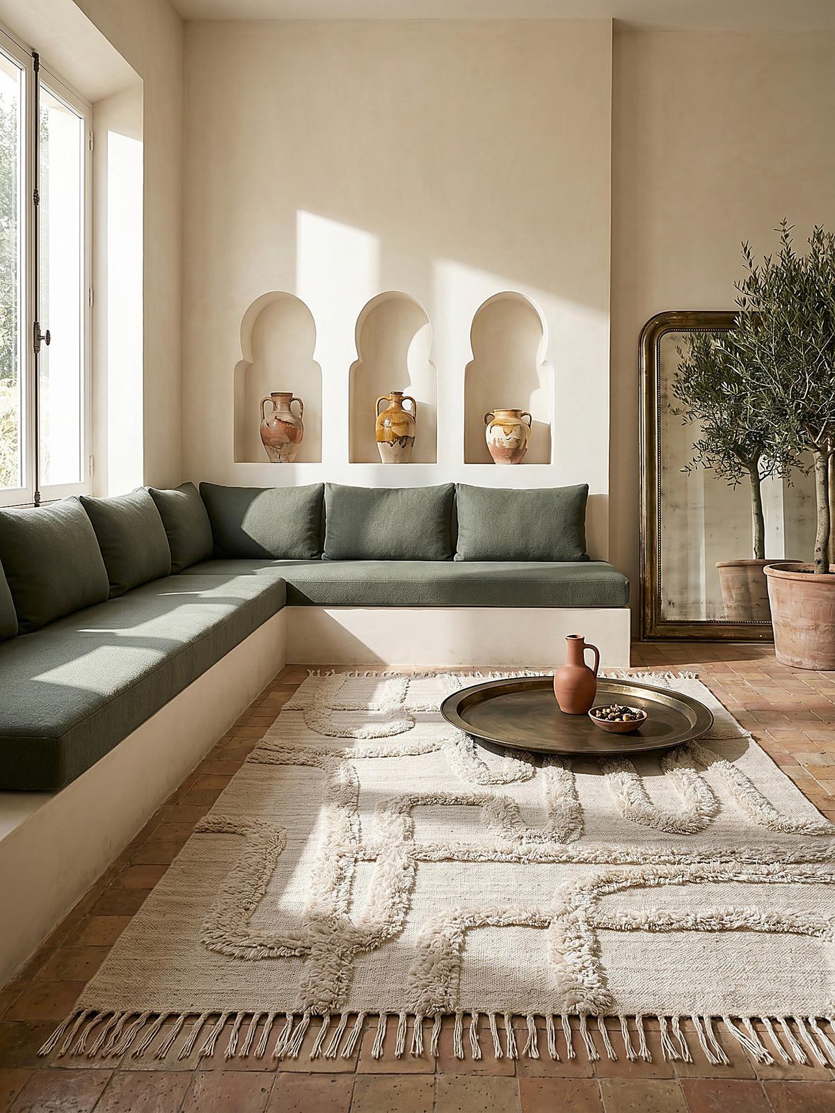 WOLLTEPPICH FOWEY, abstrakt, Natur-Beige, 200 x 290 cm - Beige, Textil (200/290cm) - KADIMA DESIGN