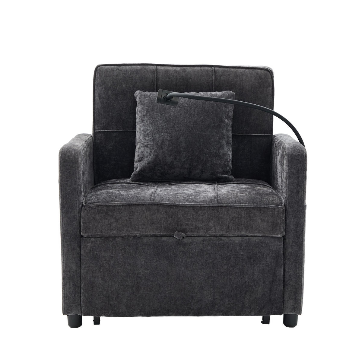 FERNSEHSESSEL Relaxsessel,Polsterliege mit Stauraum,Chenille,Grau - Grau, Textil (79/83/167cm) - LVHOM