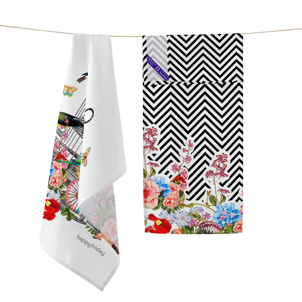 GESCHIRRTUCH (2 tlg) Hanging garden 70x50 cm - Multicolor, Textil (70/50cm) - Happy Friday