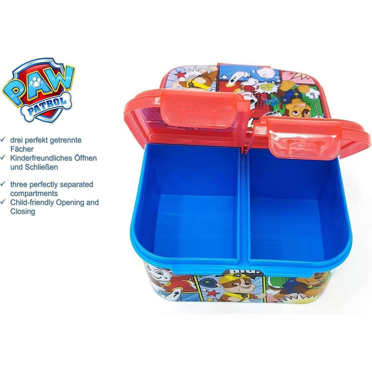 BROTDOSE mit Fächern Paw Patrol 18 cm - Multicolor, Kunststoff (14/6/18cm)