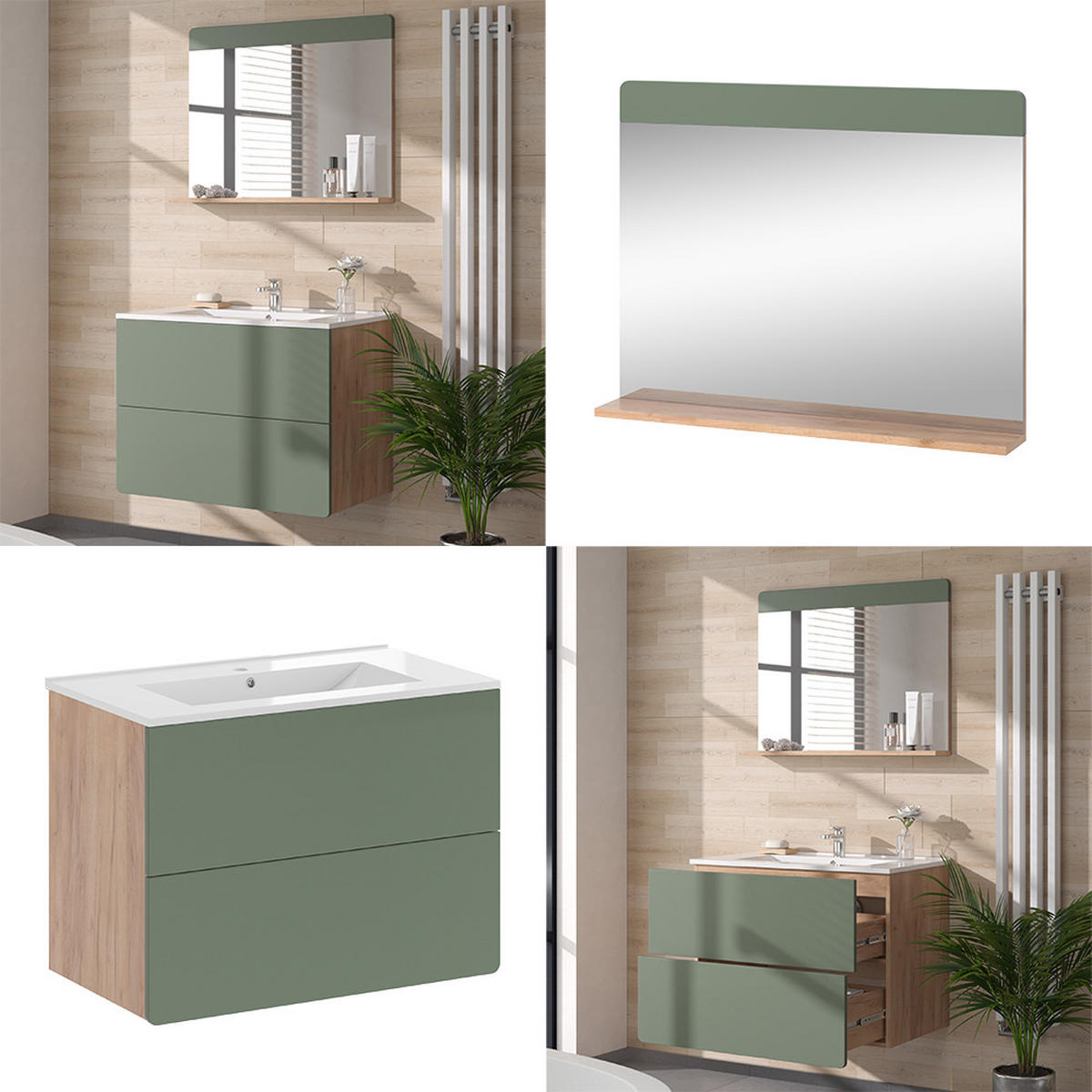 Eichefarben/Grün, Holzwerkstoff (80/59.3/46cm) - Vicco