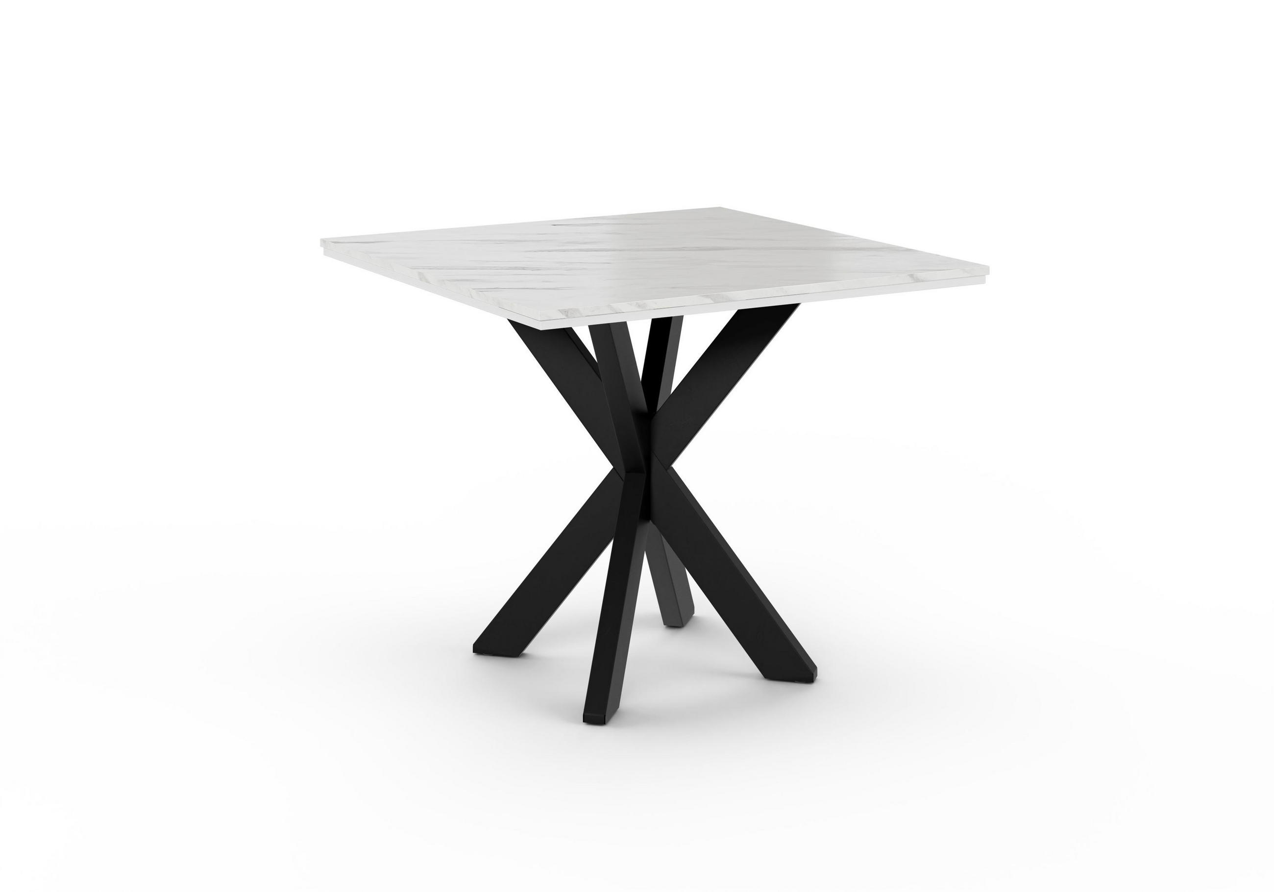 ESSTISCH 90 cm Weißen Marmor-Optik - Weiß Hochglanz, Metall (90/90/77cm) - Home Collective