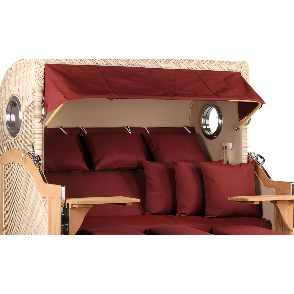 STRANDKORB XXL Baltikum mit Bullaugen - Rot/Braun, Metall (170/170/95cm) - Mr. Deko