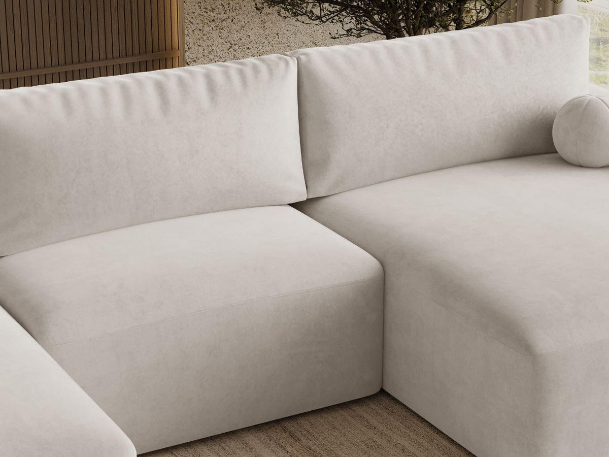 ECKSOFA U Aurora Ecru - Ecru, Holz/Textil (369/145cm) - Graingold