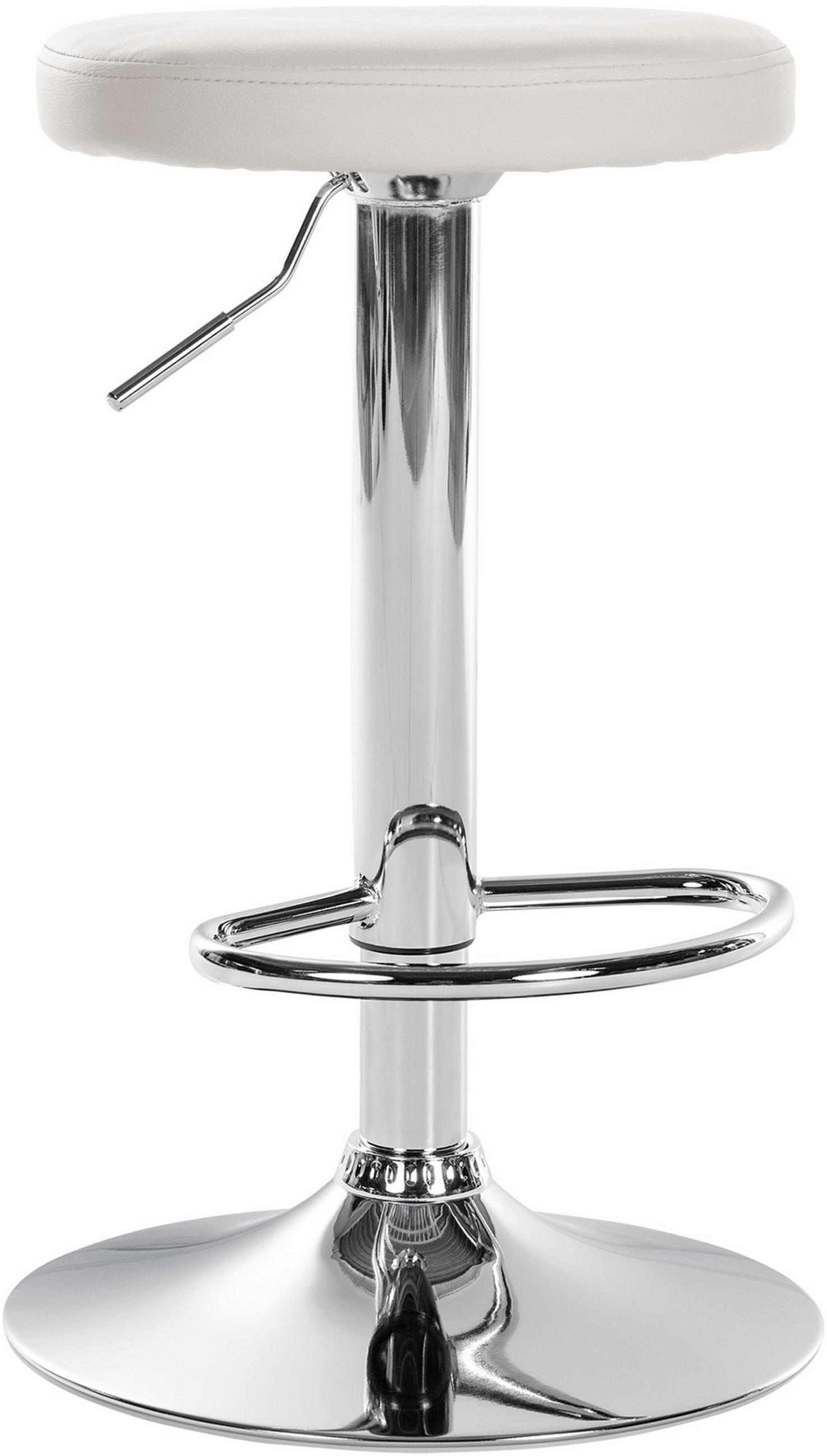 BARHOCKER Pontius Kunstleder chrom weiß - Chromfarben/Weiß, Kunststoff/Metall (38.5/81/38.5cm) - TPFLiving
