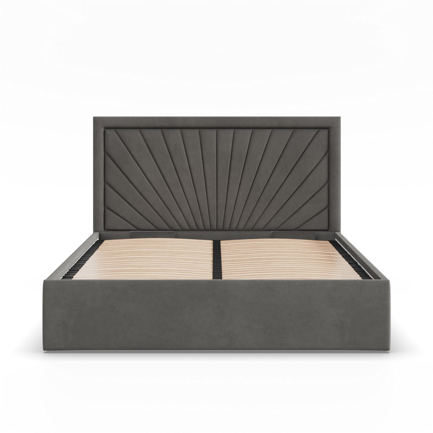 POLSTERBETT MIT KOPFTEIL 140x200 mit Bettkasten VASTO, Grau - Graphitfarben, Textil (140/200cm) - Mebligo