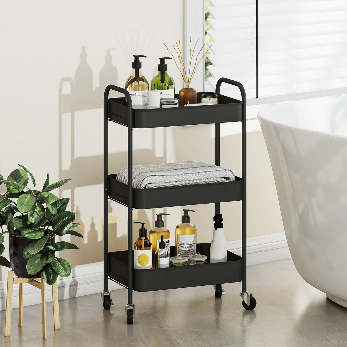 SERVIERWAGEN DE-08528 Schwarz - Schwarz, Metall (30.6/79/45cm) - ComfortXL