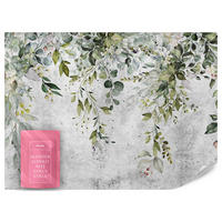 FOTOTAPETE Blätter auf Beton Abstraktion Vintage 350x256 - Grau/Grün, Papier (350/256cm) - Muralo