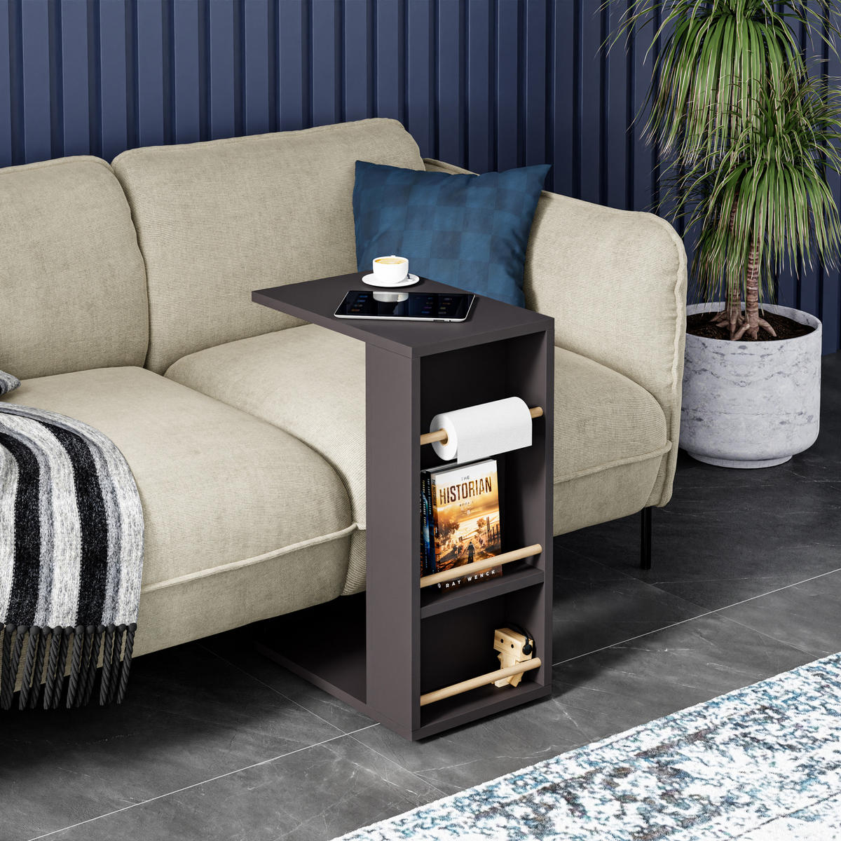 BEISTELLTISCH Siikainen - Schwarz, Holzwerkstoff (29/44/65cm) - [en.casa]