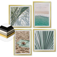 WANDBILDER 4er Set - 50x50 cm & 40x60 cm Goldrahmen - Urlaubsblick Strand Meer - Goldfarben, Kunststoff (50/50cm) - ArtPrintCave