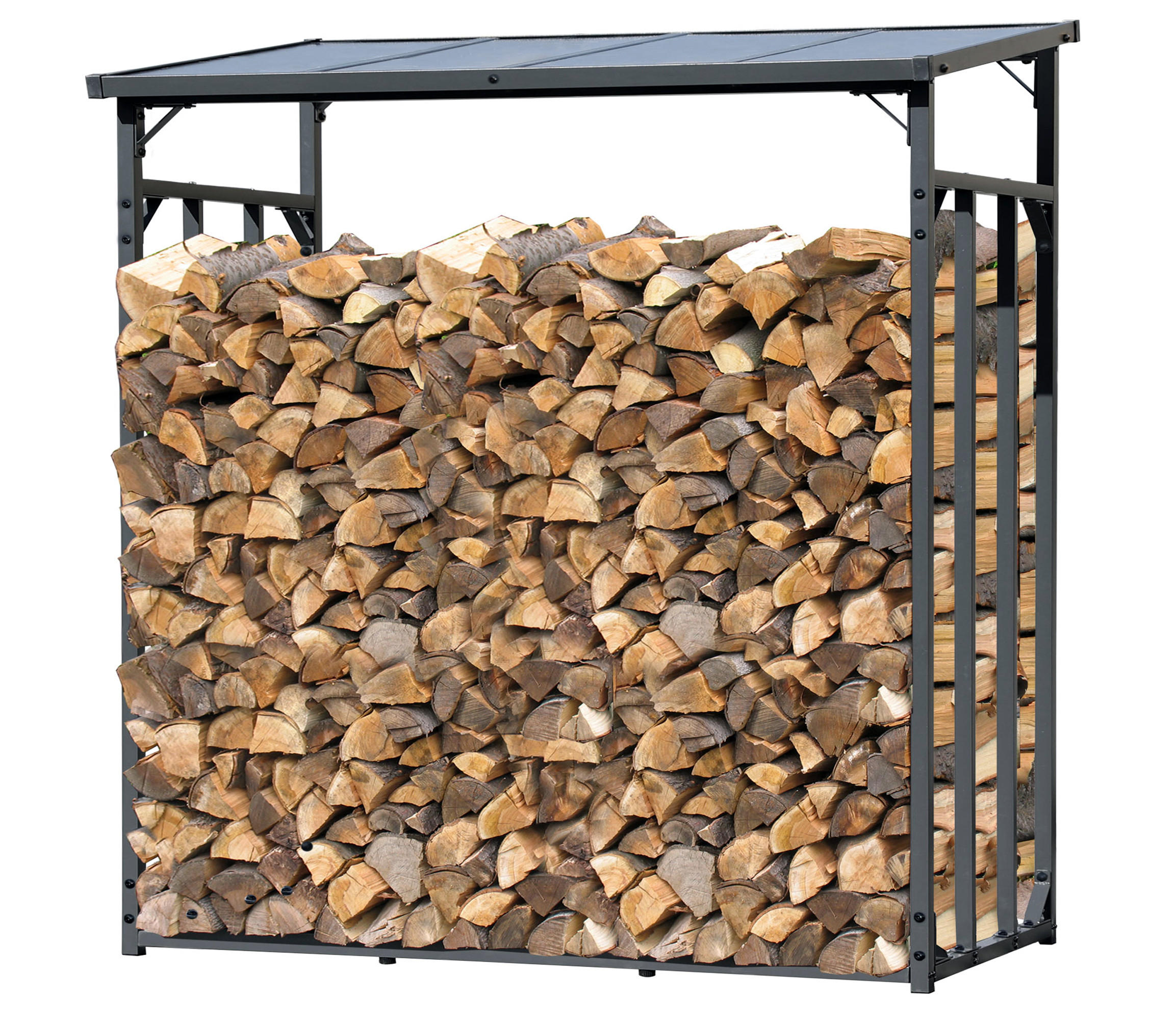 KAMINHOLZREGAL Außen Basic 185/70/185 cm Metall Anthrazit 2,3 m³ / 3,5 SRM - Anthrazit, Metall (185/185/70cm) - QUICK STAR