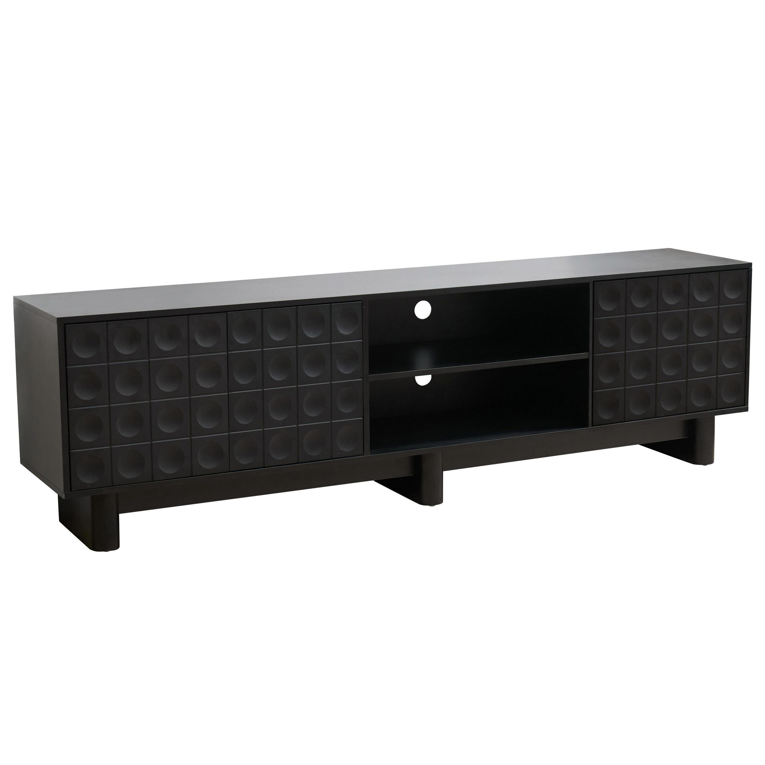 TV-SCHRANK, Schwarz - Schwarz, Holz (40/58/200cm) - Oviala