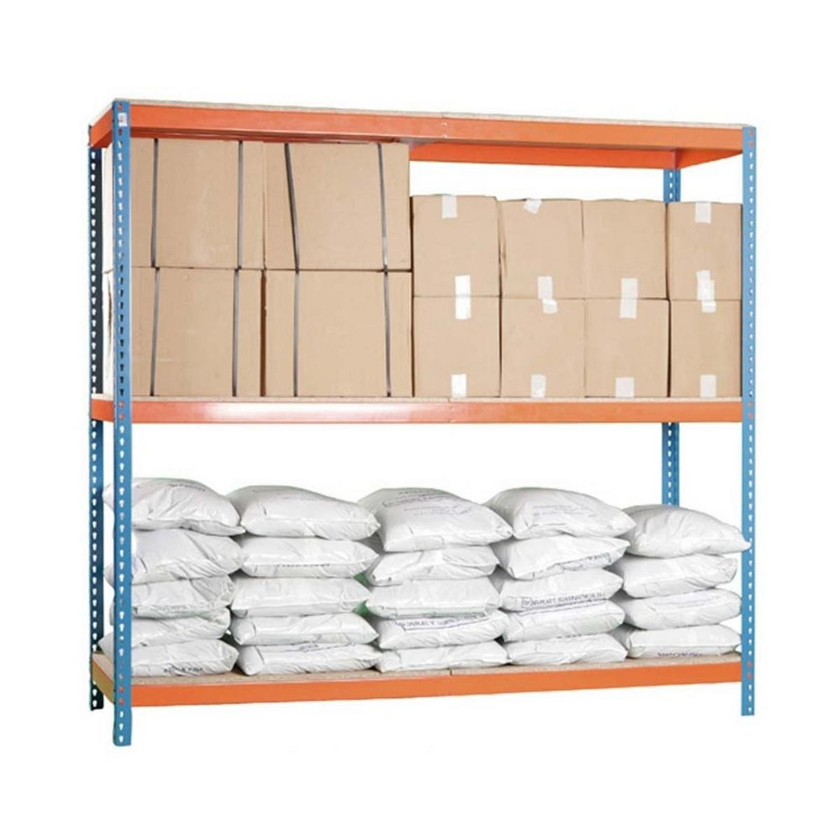 SCHWERLASTREGAL BIG WOOD YETI THREE | HxBxT 200x120x60cm | Fachlast 400kg | Blau-Orange - Gelb, Metall (120/200/60cm) - PROREGAL