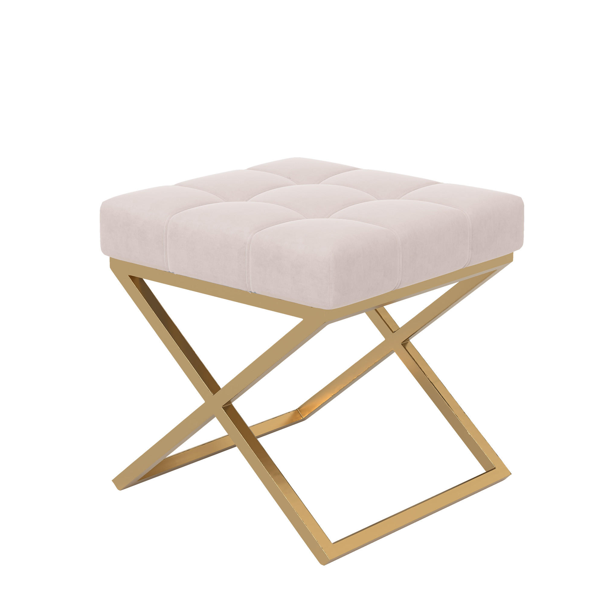 HOCKER LIND 45/45/45 cm, Goldfarben / Beige - Beige/Goldfarben, Textil/Metall (45/45/45cm) - Idohome