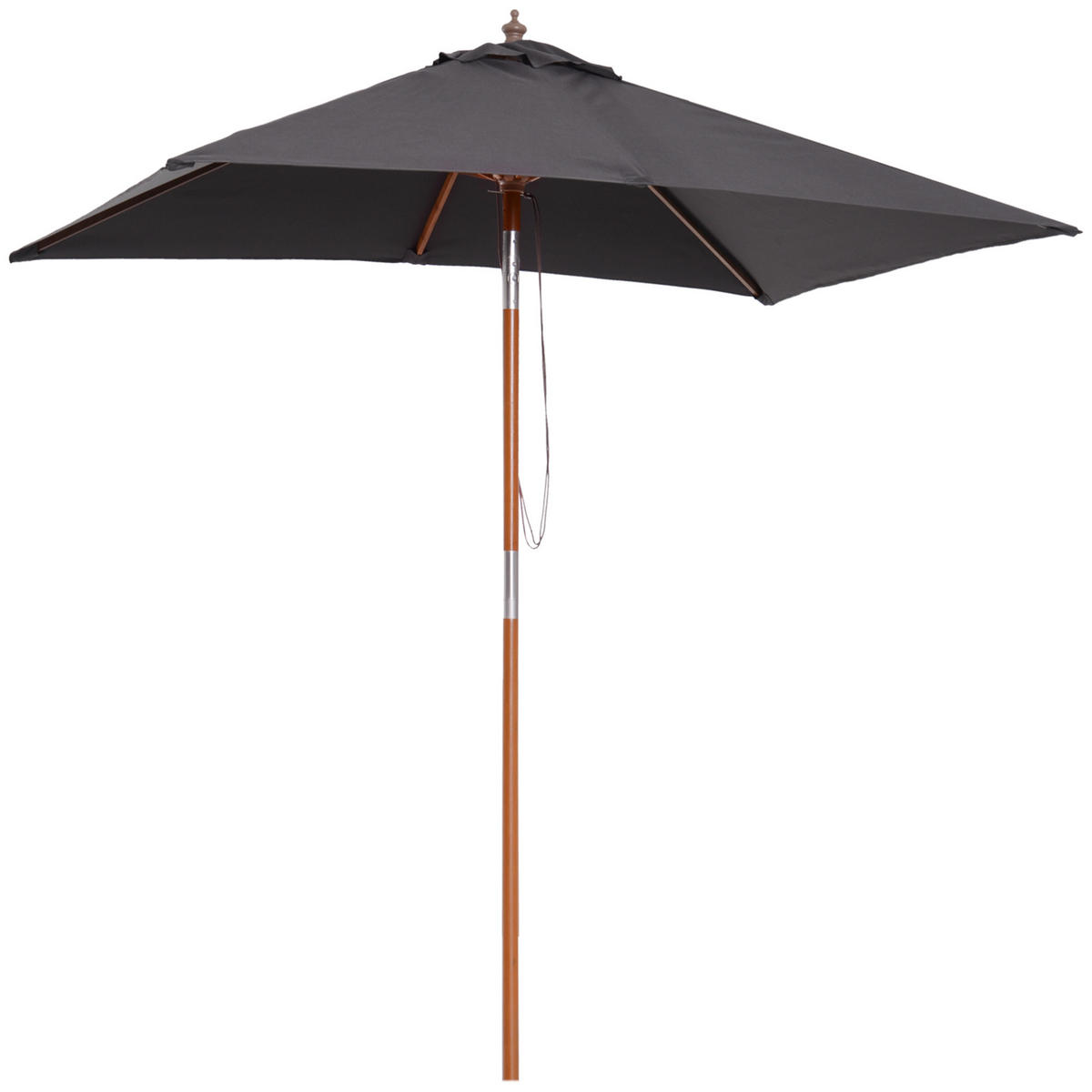 SONNENSCHIRM DE-11362 rechteckig, neigbar, Holz Dunkelgrau - Dunkelgrau, Holzwerkstoff (150/200cm) - ComfortXL