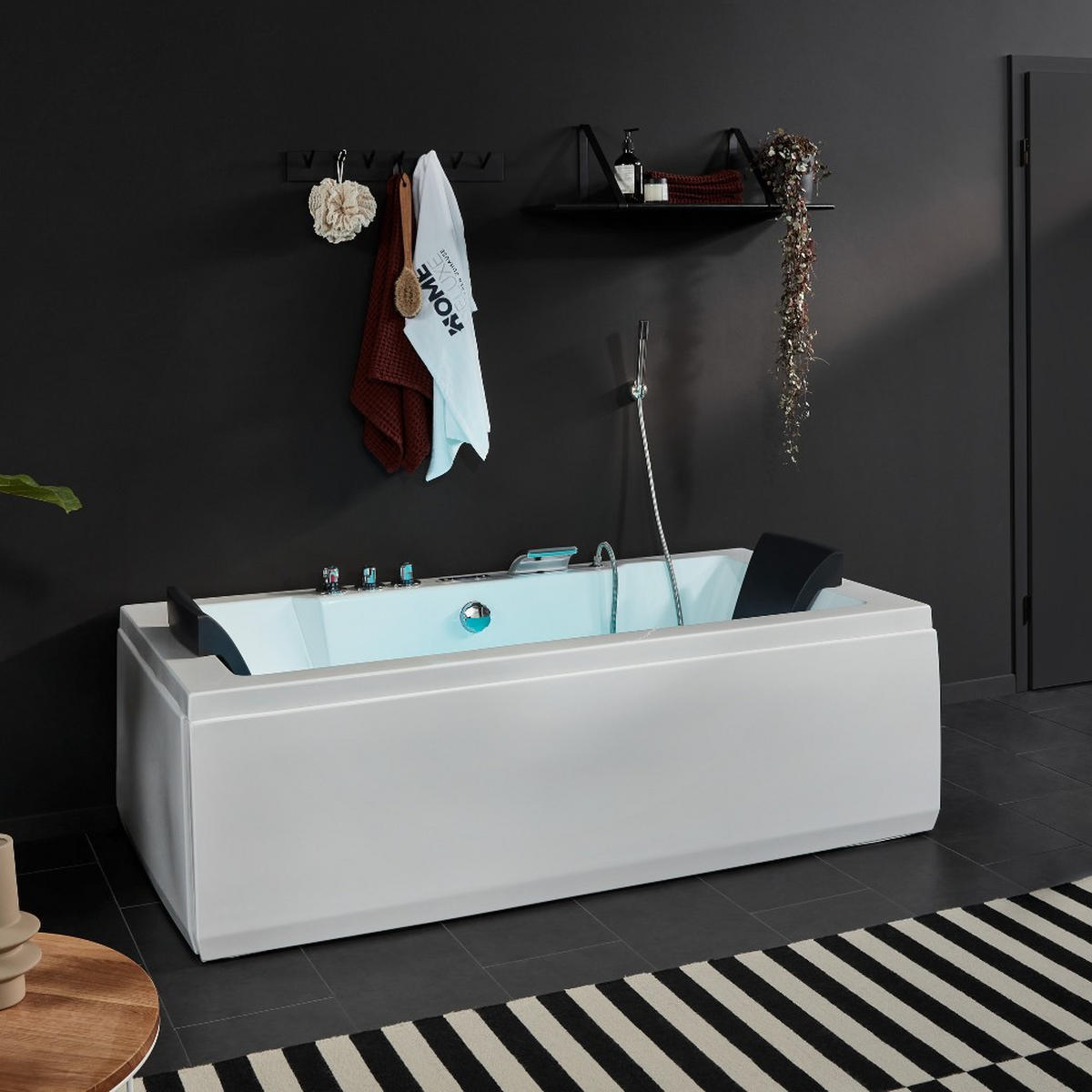WHIRLPOOL LAGUNA PURE M - ohne Glasscheibe, 180 x 90 cm - Weiß, Keramik (180/55/90cm) - Home Deluxe