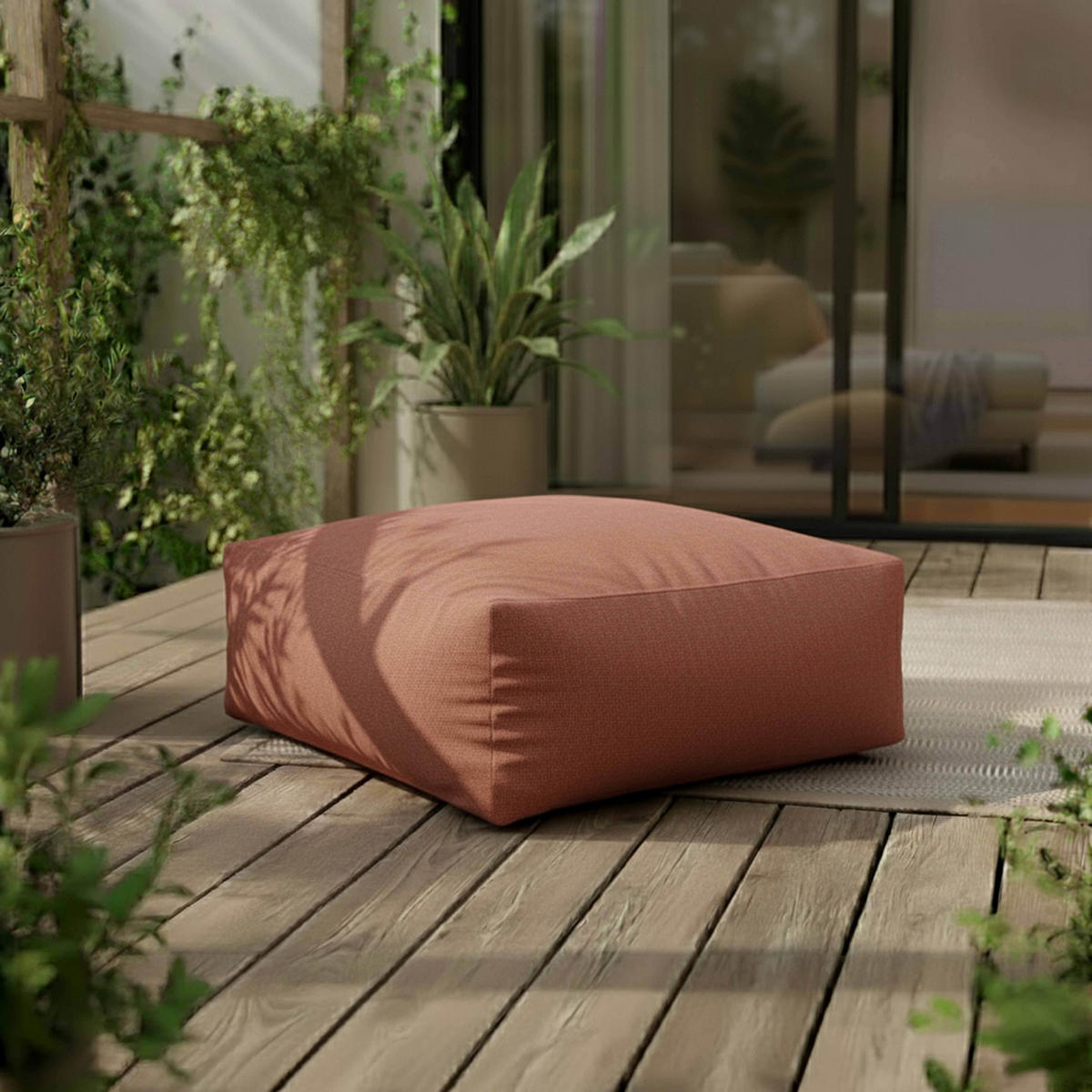 GARTENSOFA mit 5 Sitzplätzen, Terrakotta - Terracotta, Textil - Oviala