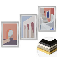 WANDBILDER 3er Set - 40x60 cm Silberner Rahmen - Minimalistische Architekturillustrationen - Silberfarben, Kunststoff (40/60cm) - ArtPrintCave