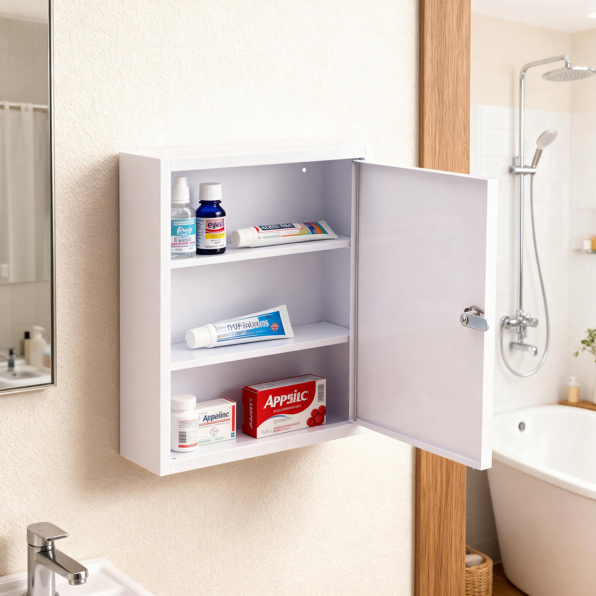 MEDIZINSCHRANK - Grau, Metall (31.5/36/10cm) - Relaxdays