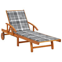 SONNENLIEGE mit Auflage Akazie Massivholz - Grau, Holz (67/85/200cm) - furnicato