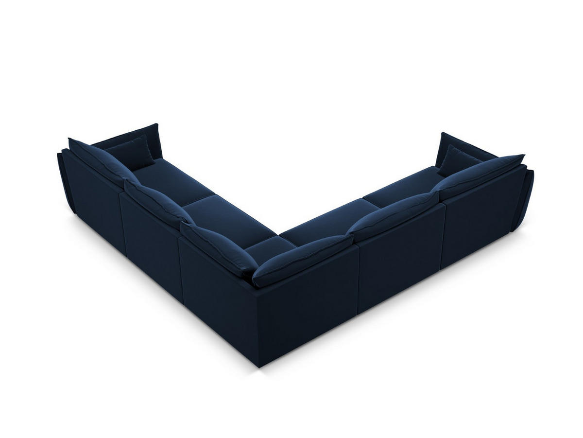 WENDBARES-ECKSOFA Kaelle aus Samt königsblau 7 Sitzplätze - Blau, Textil (286/286cm) - Micadoni