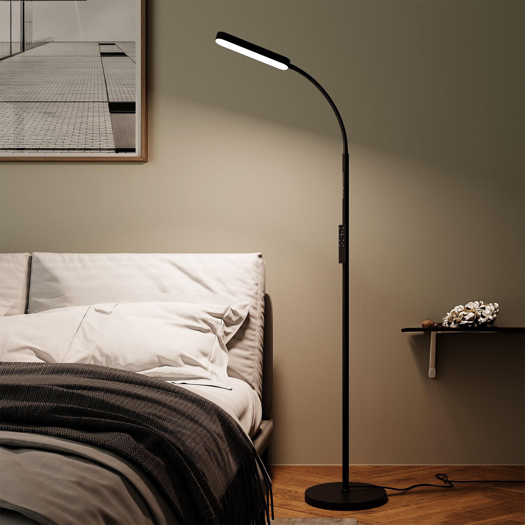 Thumbnail - tectake Stehlampe, Schwarz, Metall, Quadratisch, 22x176x22 cm, CE, Lampen & Leuchten, Innenbeleuchtung, Stehlampen, Steh...