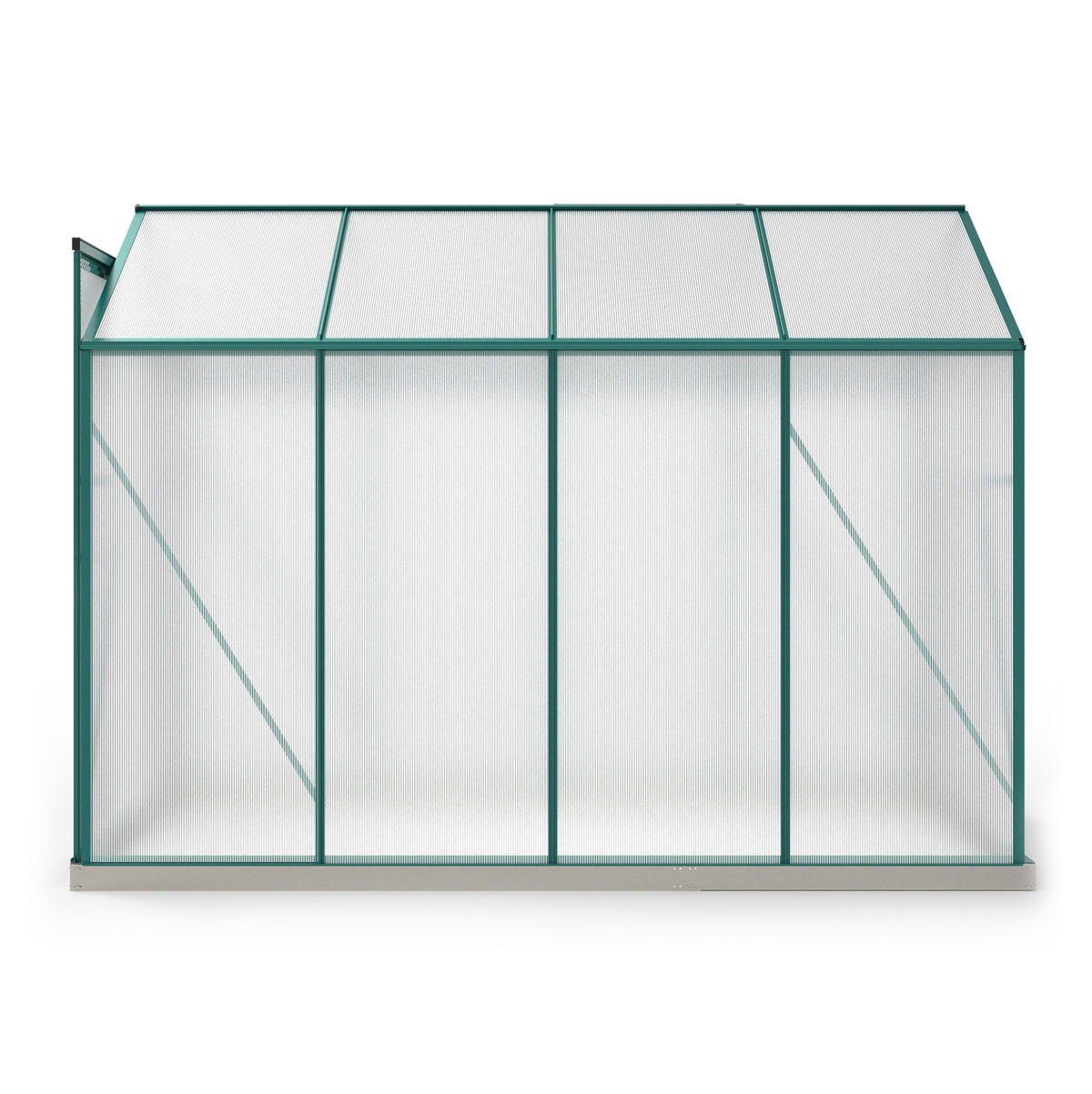 GEWÄCHSHAUS aus Aluminium 253x190x200 cm in Grün mit Fundament - Grün, Metall (190/200/253cm) - Modfu