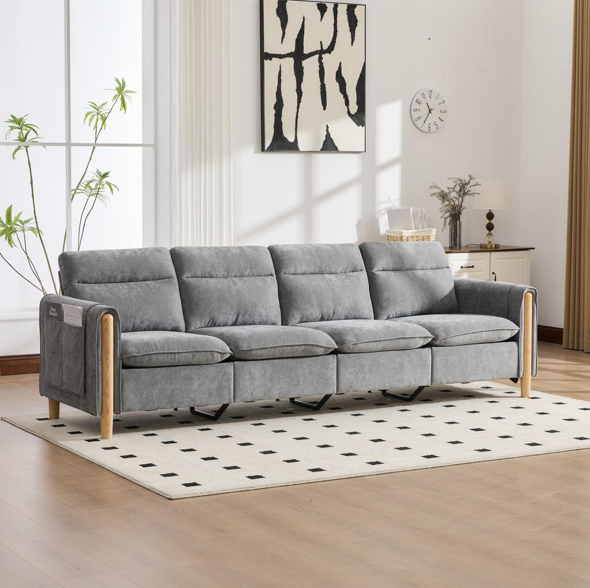SOFA mit Stauraum 261 x 77 x 86 cm Hellgrau - Hellgrau, Holz (77/86/261cm) - Meubliv