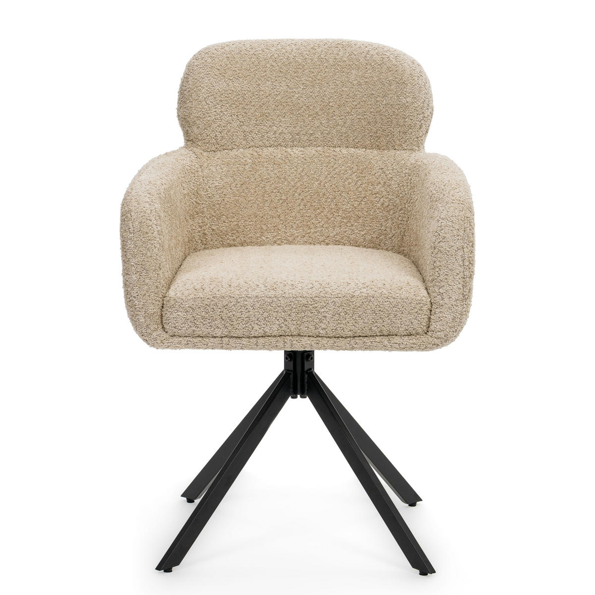STUHL BIONE drehbar gepolsterter mit Steppung - hellbeige - Boucle - Beige/Schwarz, Textil/Metall (58/88/59cm) - NEW HOME