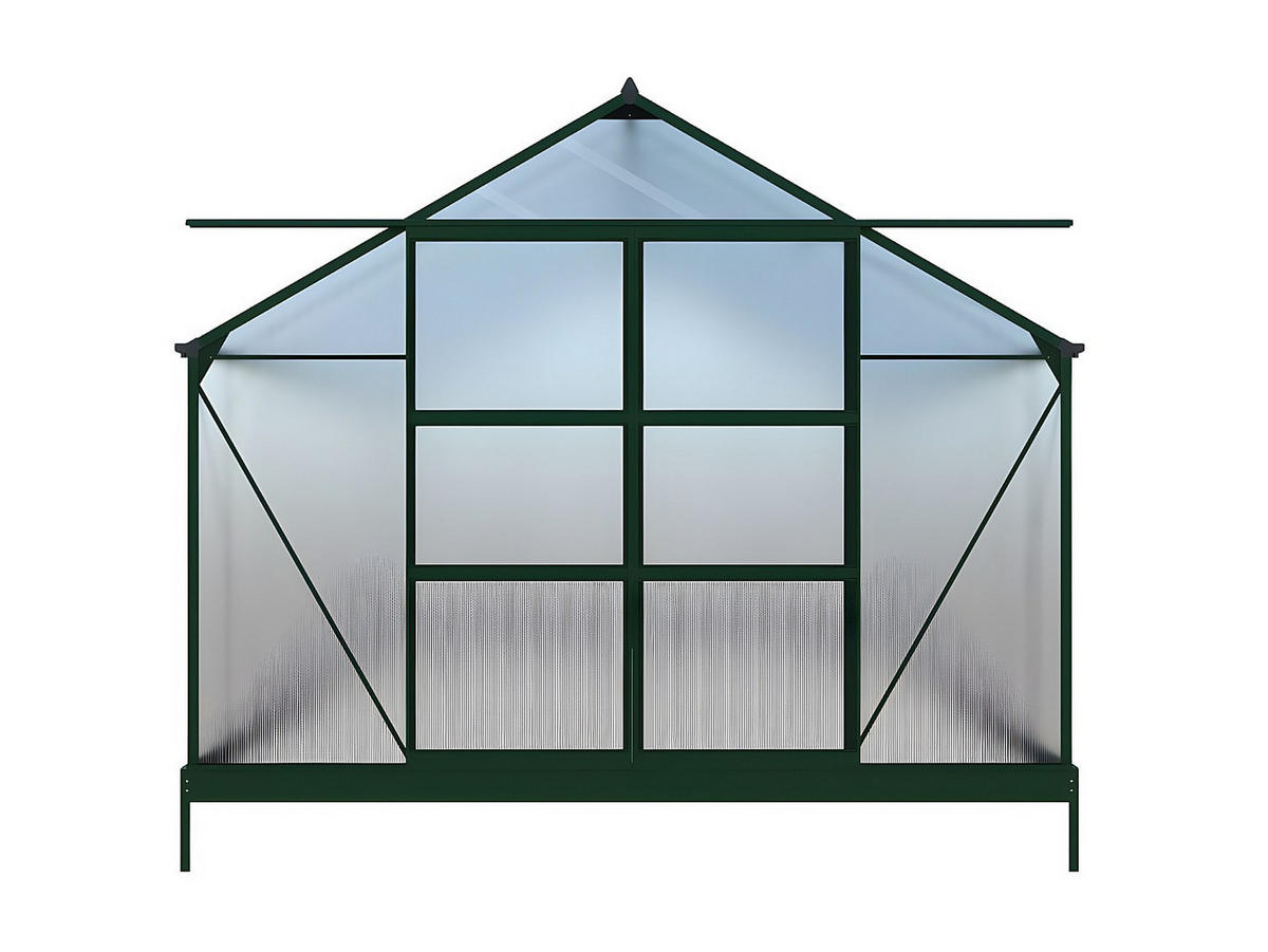 SELBSTTRAGENDES Gewächshaus - 303cm x 543cm - Polycarbonat - tannengrün - IXORA - Grün, Kunststoff (303/157/543cm) - Vente-Unique