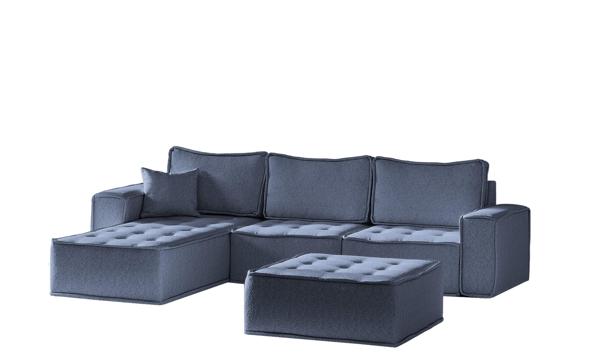 ECKSOFA Sande In Raven - Blau, Holzwerkstoff/Textil (292/192cm) - Fun Möbel