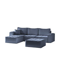 ECKSOFA Sande In Raven - Blau, Holzwerkstoff/Textil (292/192cm) - Fun Möbel