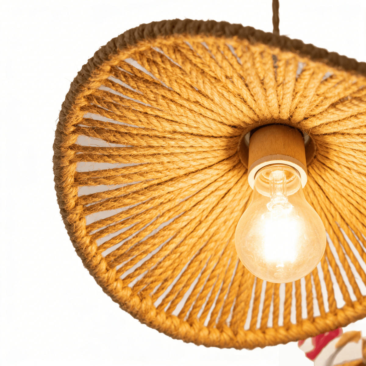 PENDELLEUCHTE Rattan Bohème Bauernstil Rund, Kücheninsel Deckenleuchte - Rotbraun, Naturmaterialien (12/19/15cm) - Weltevree