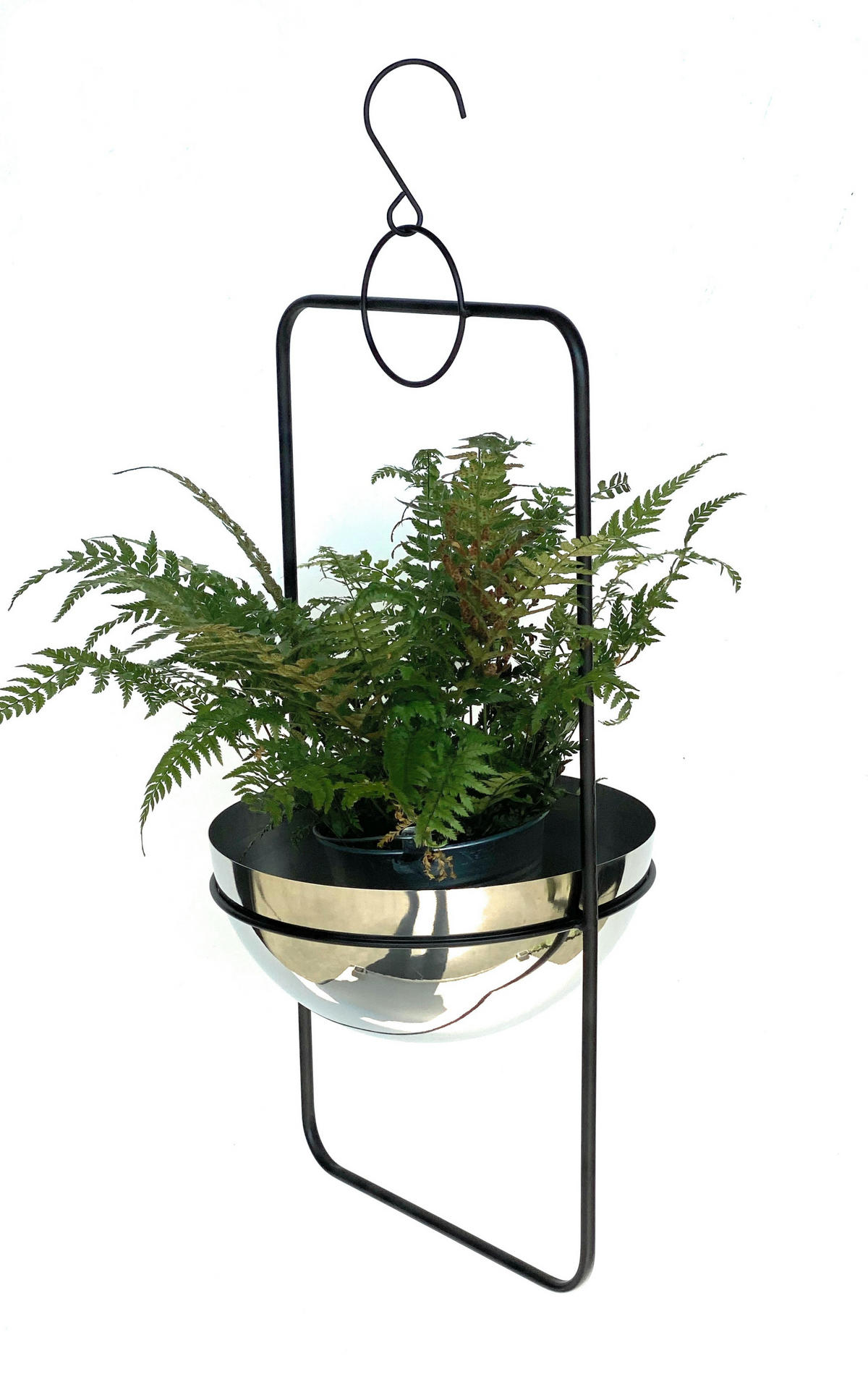 BLUMENAMPEL mit Topf Silber Metall 54 cm 96083 M - Schwarz, Metall (20/10/20cm) - DanDiBo