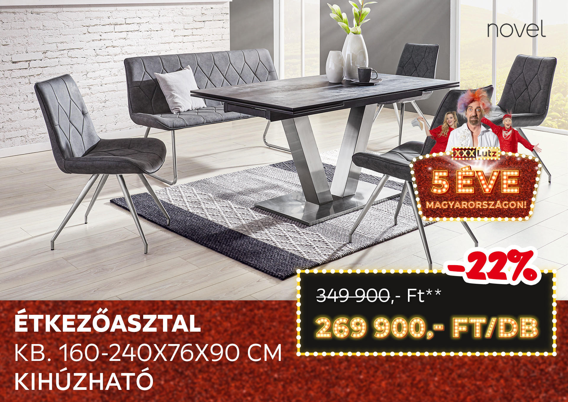 ÉTKEZŐASZTAL Kb. 160-240x76x90 cm Kiemelt termék 349900 Ft.- helyett 269900 Ft.-