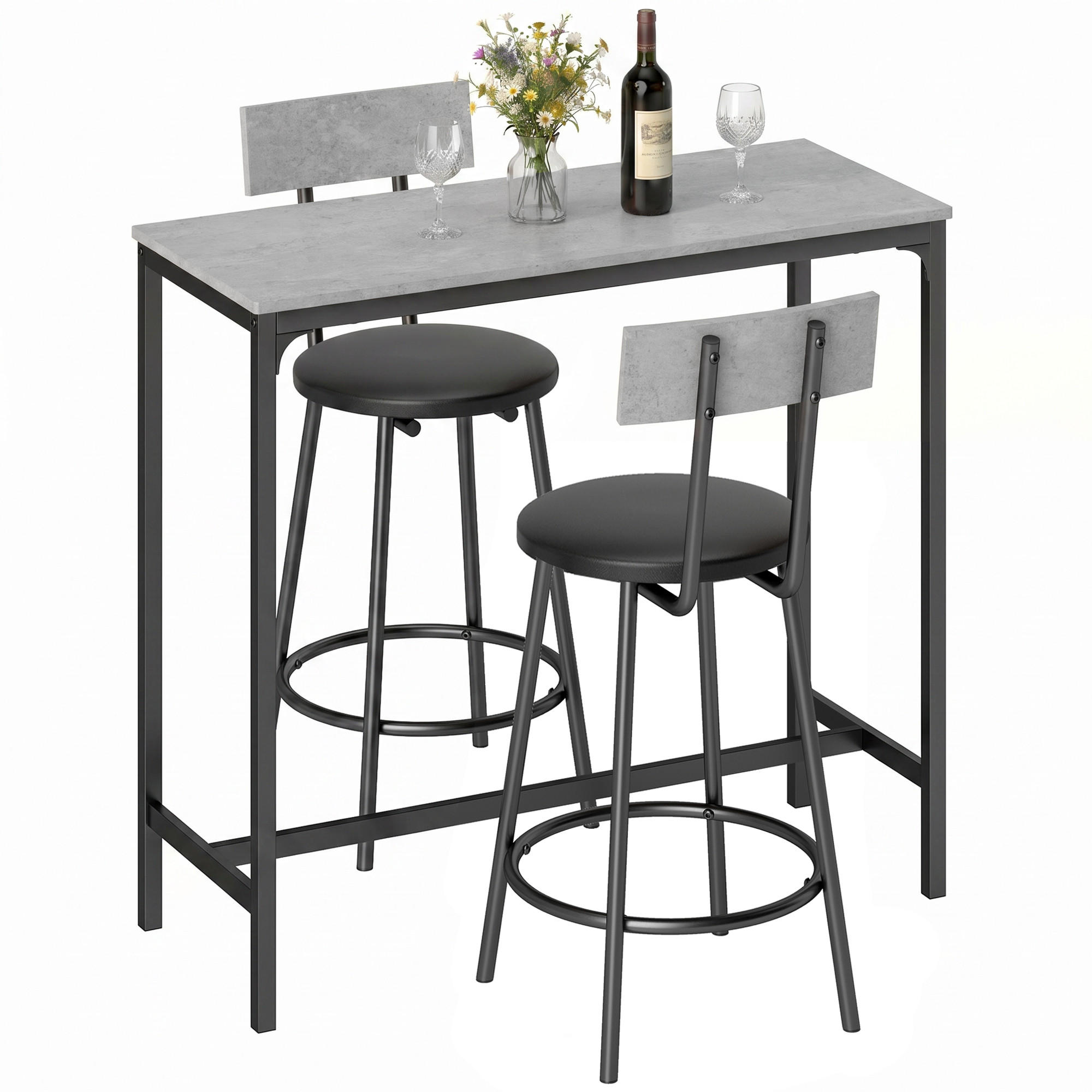 BAR-SET Grau 100.0/40.0/90.5cm - Grau, Holzwerkstoff (40/90.5/100cm)