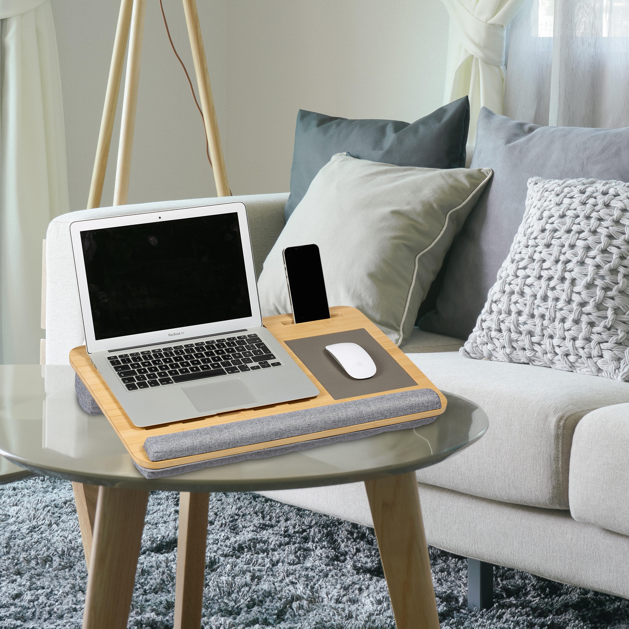 LAPTOPKISSEN - Multicolor, Holz/Textil (36/55.5/10cm) - Relaxdays