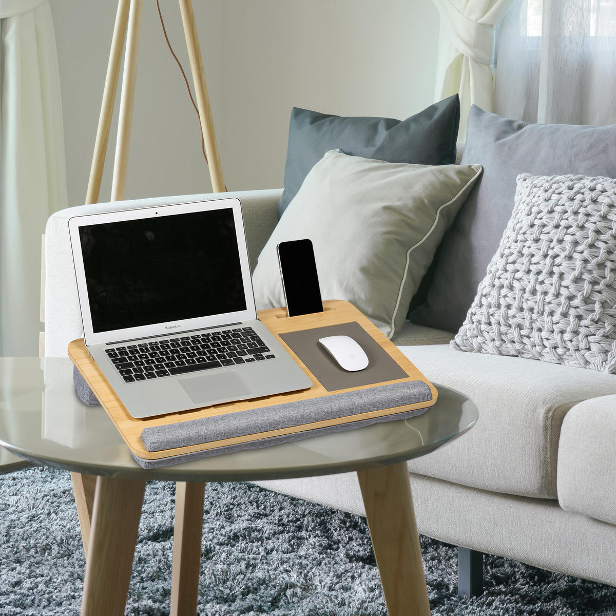 LAPTOPKISSEN - Multicolor, Holz/Textil (36/55.5/10cm) - Relaxdays