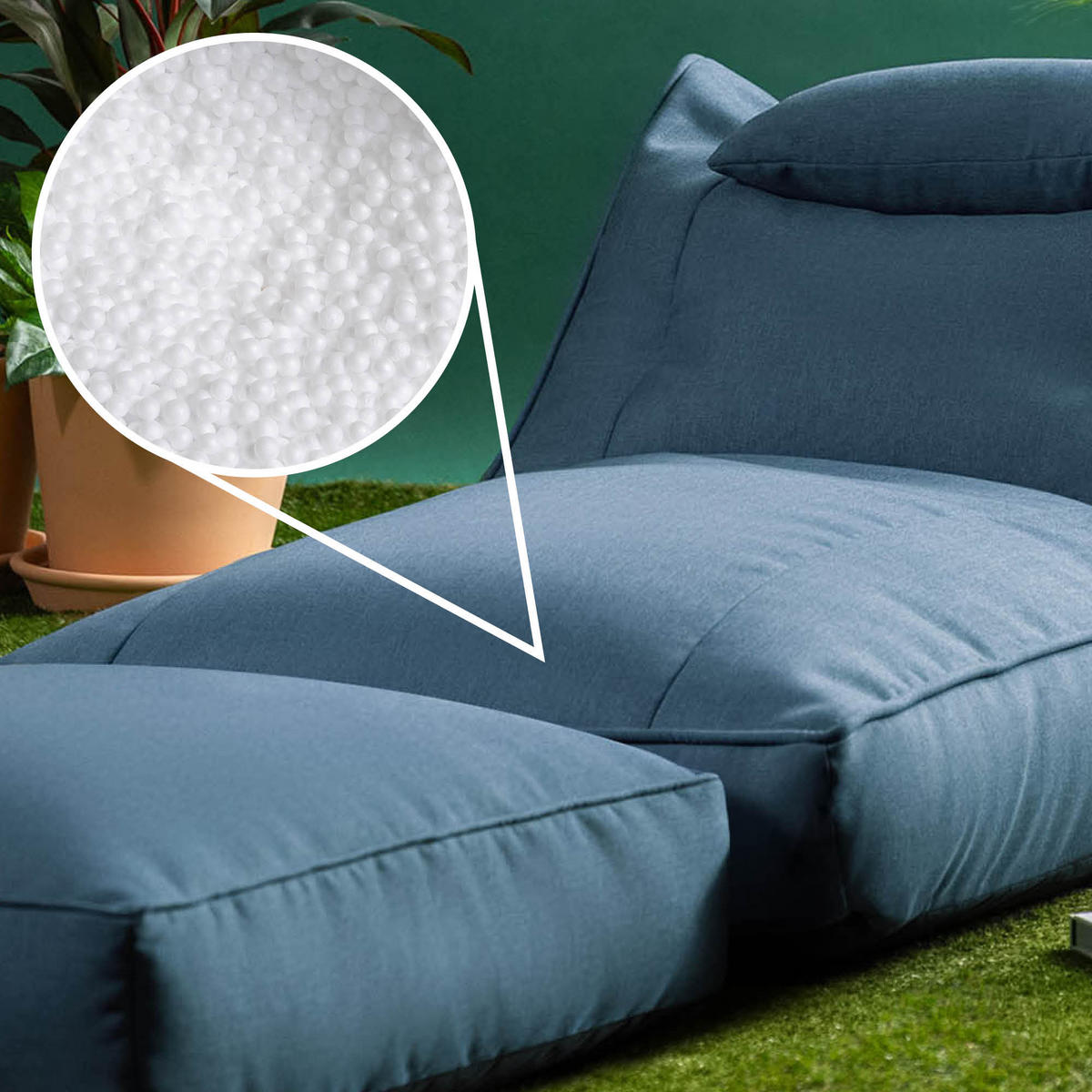 SITZSACK Outdoor mit Bodenkissen Nova - Blau, Textil (84/68/180cm) - icon