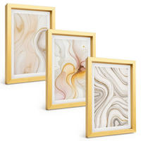 BILDER SET 3er Set - 20x30 cm Goldrahmen - Abstrakte warme Muster - Goldfarben, Kunststoff (20/30cm) - TULUP