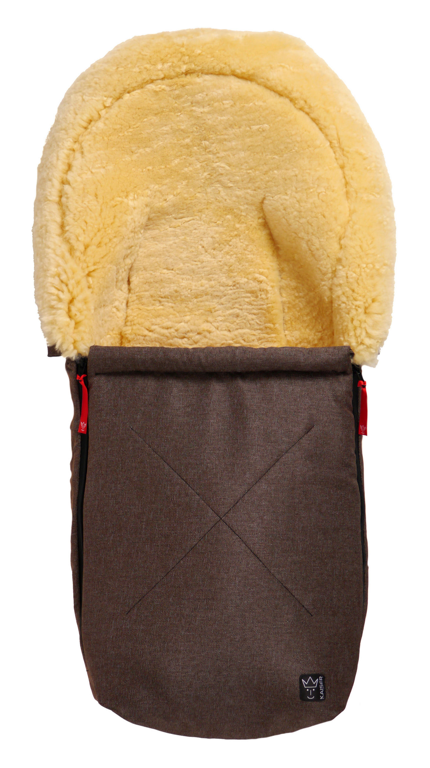 LAMMFELL-BABYSCHALENFUSSSACK Emma, brown melange - Dunkelbraun, Fell (37/7/80cm) - Kaiserbaby