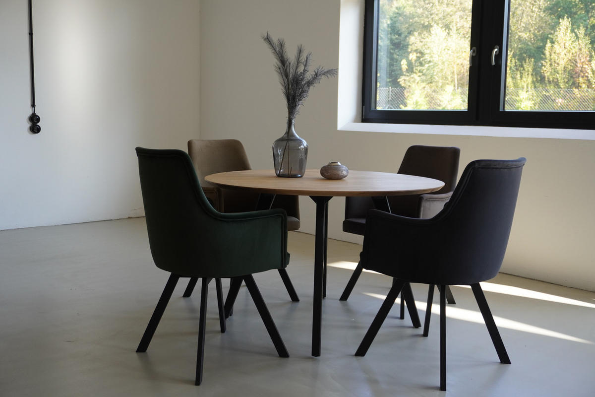 ARMLEHNENSTUHL Sello anthrazit mit T-Fuß drehbar - Anthrazit/Schwarz, Textil/Metall (55/90/58cm) - INKA furniture