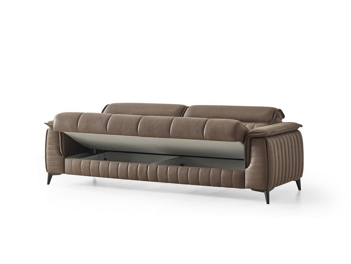 SITZGARNITUR Regina, Braun Stellvariante 3+3+1 - Braun, Holzwerkstoff/Kunststoff (243/85/95cm)