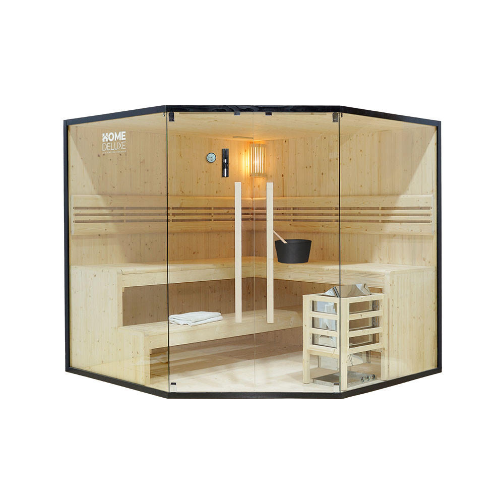 TRADITIONELLE SAUNA SHADOW BIG XL - XL BIG - Naturfarben, Holz (200/190/200cm) - Home Deluxe
