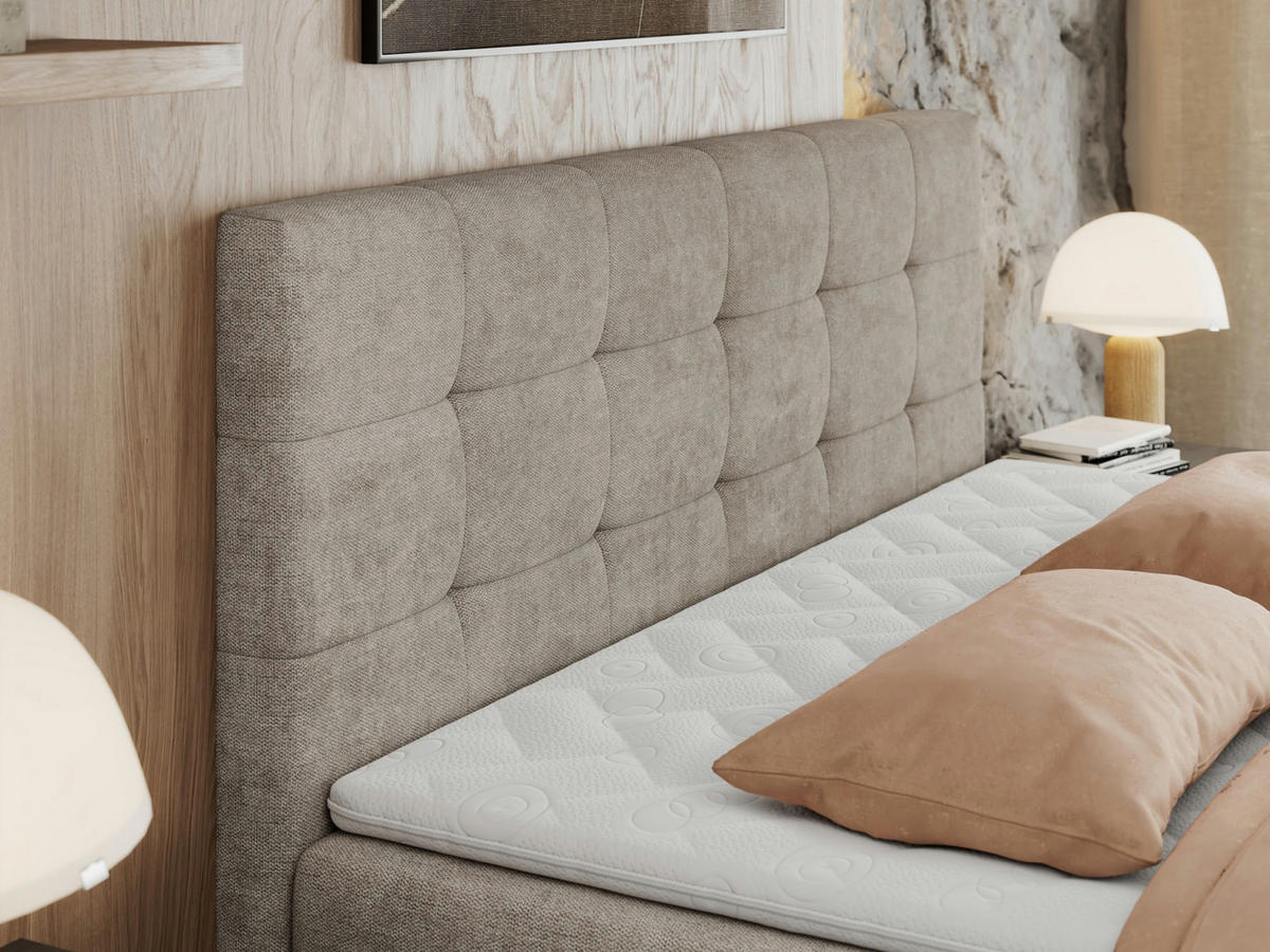 BOXBETT CENTO 120/200 Beige Strukture - H3 - Beige, Holz/Textil (120/200cm) - MKS