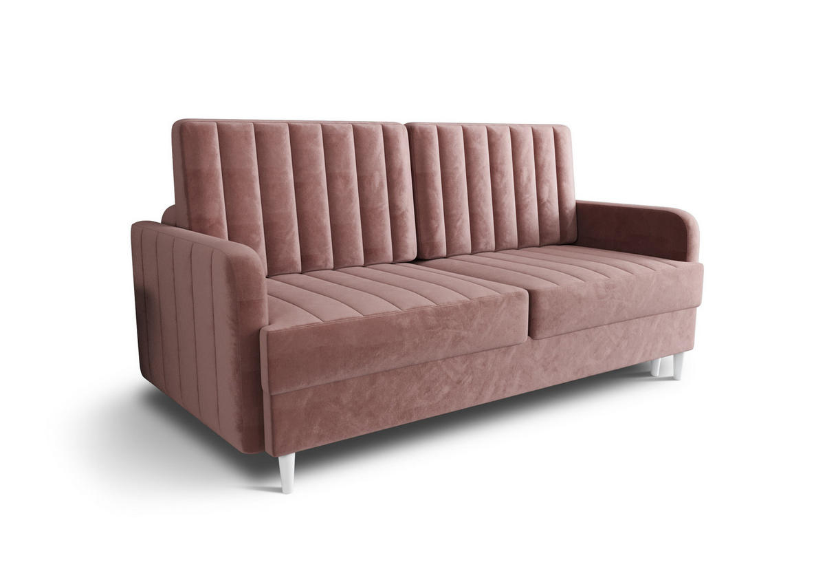 SCHLAFSOFA KONGO 08, Sofa mit Schlaffunktion, Farbe: Rosa, Velourstoff - Rosa, Textil (222/100/100cm) - O-Sofa
