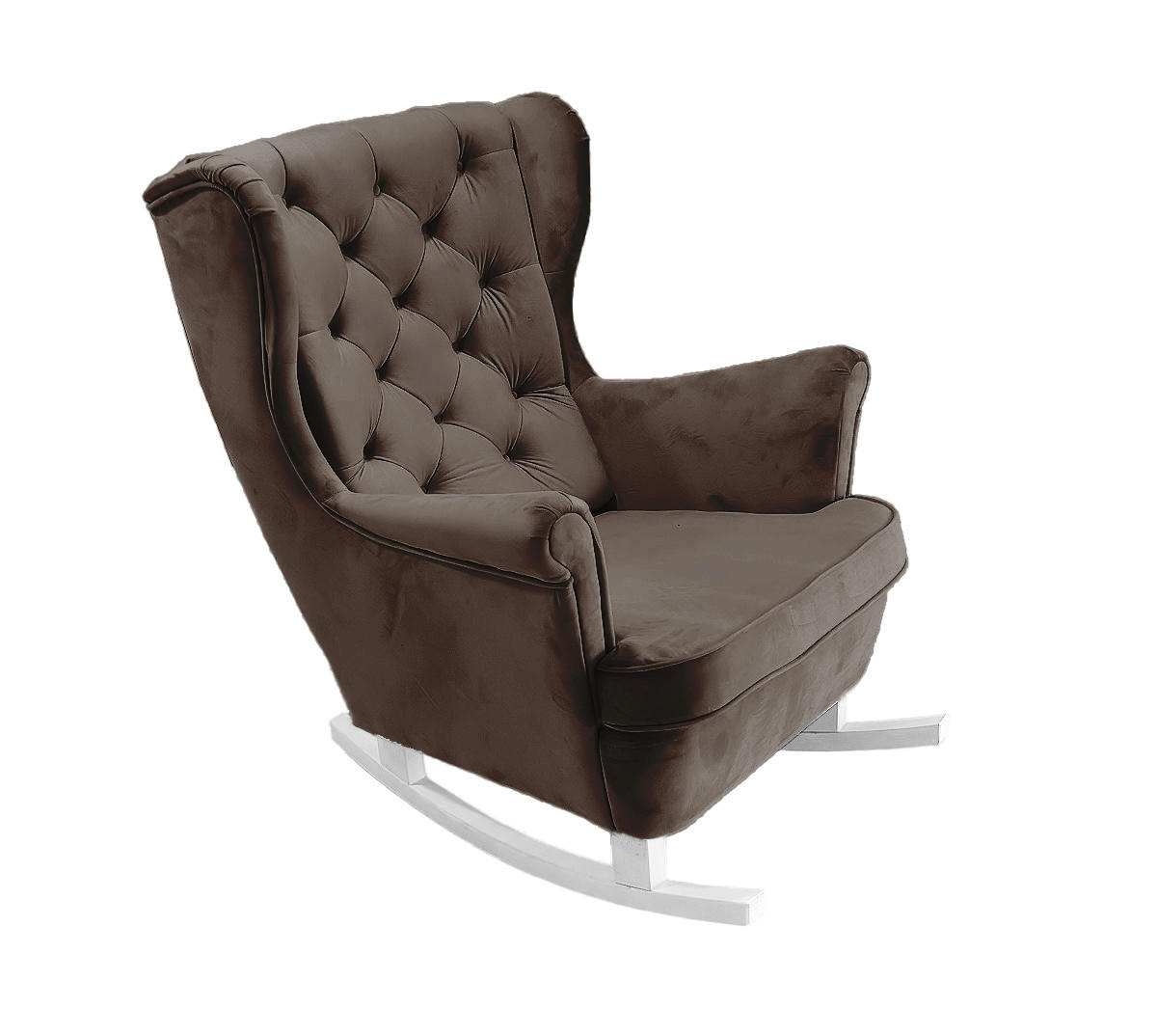 SCHAUKELSESSEL mit gepolstertem Sitz und Armlehnen, 102x81x95 cm, Braun_29844 - Graphitfarben/Weiß, Holz/Textil (81/102/95cm) - DomoHome