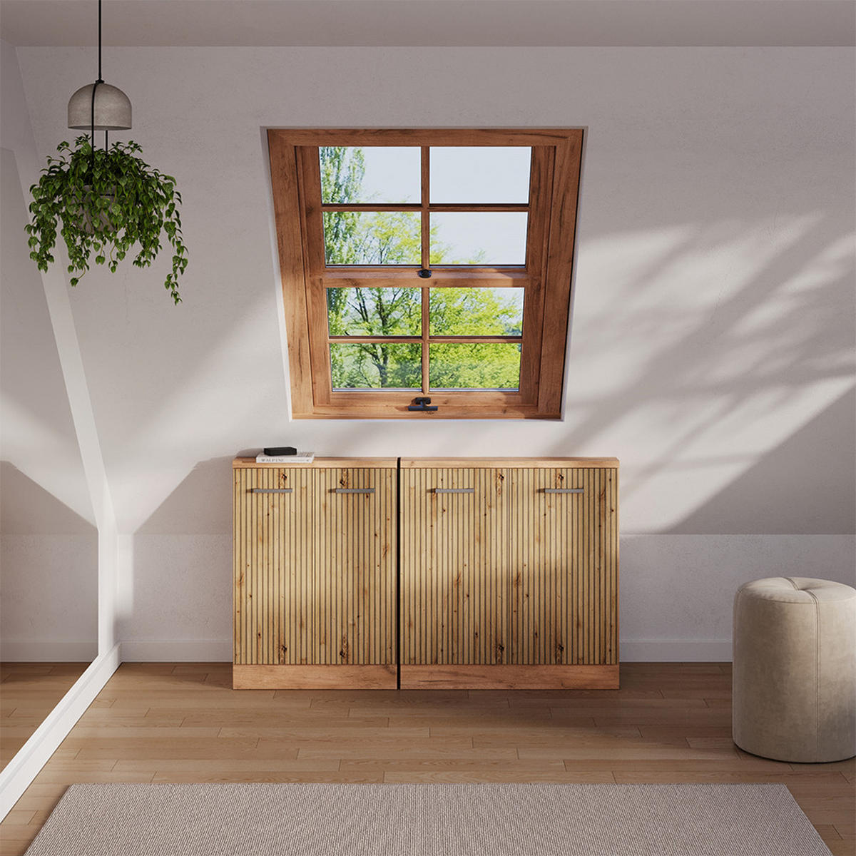 DACHSCHRÄGENSCHRANK-SET Rion Artisan-Eiche 2er Set - Eiche Artisan, Holzwerkstoff (140/81.6/46cm) - Vicco